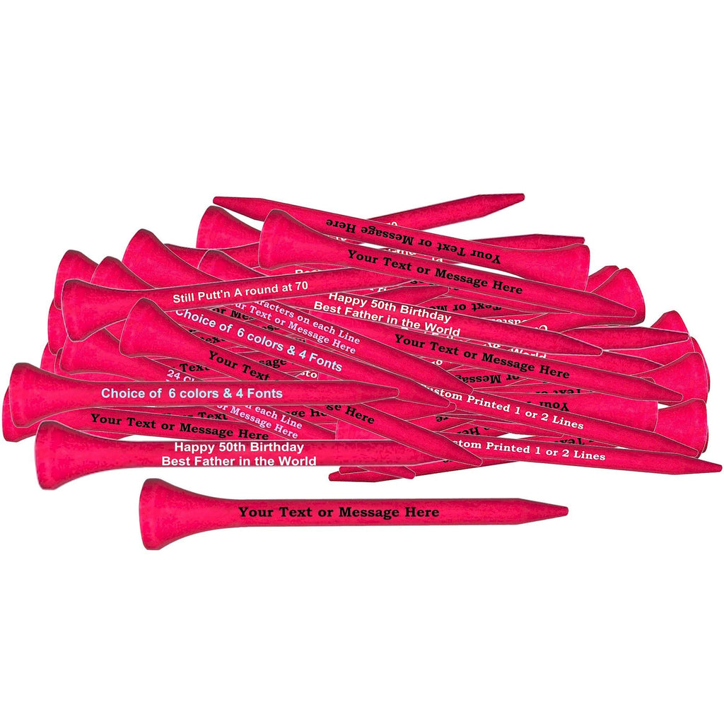 100 Count Personalized 2 3/4'' Pink Wooden Golf Tees Upload Your Own Text