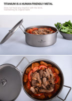 Boundless Voyage Outdoor Camping Titanium Pot 2L Stockpot With Lid Folding Handle Hiking Picnic Portable Big Capacity Soup Pot H