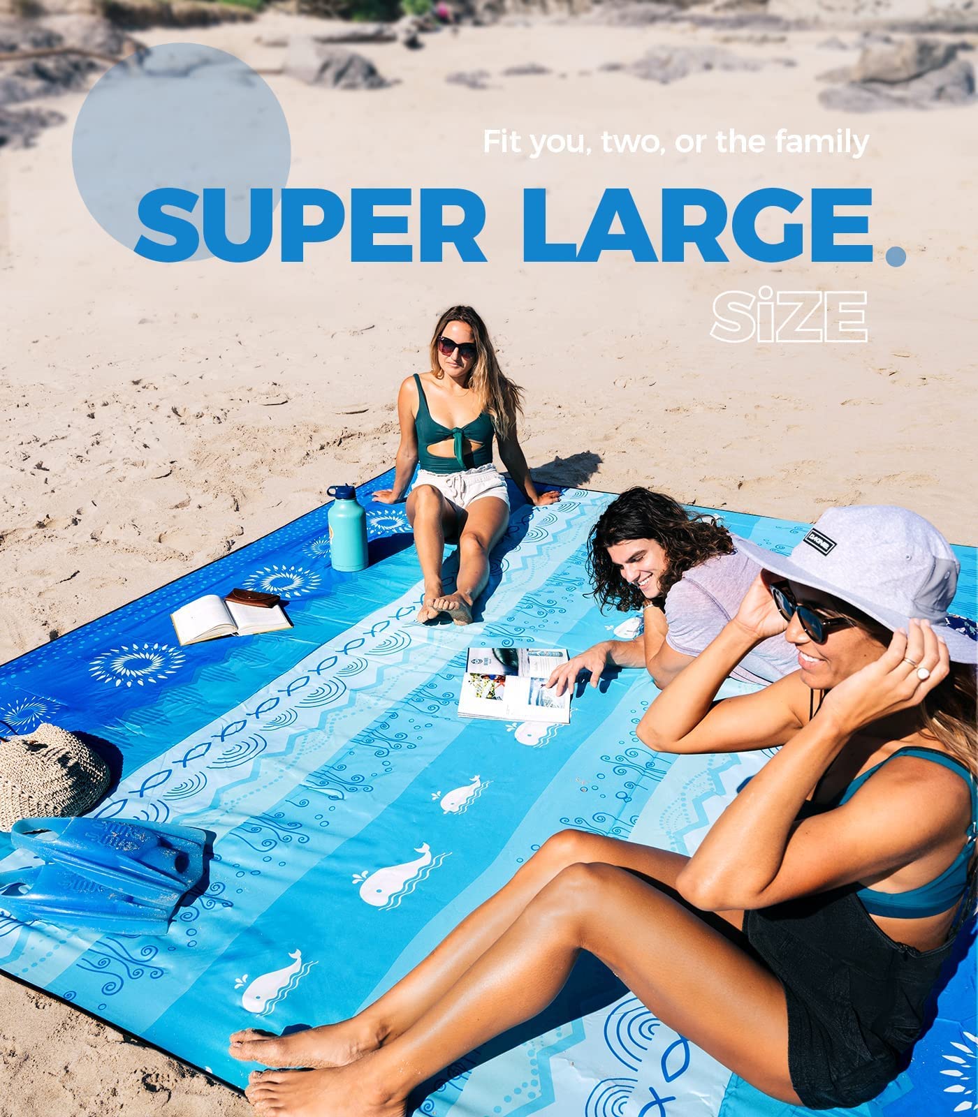 Ocoopa Diveblues Bohemian Beach Blanket Waterproof Sandproof, 10'X 9' Extra Large, Soft And Durable, Sand Free, Light Weight And