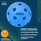 Pckl Optic Speed Pickleball Balls  Indoor & Outdoor  4 Pack Of Balls  Built To Usapa Specifications (Indoor Ice Blue)