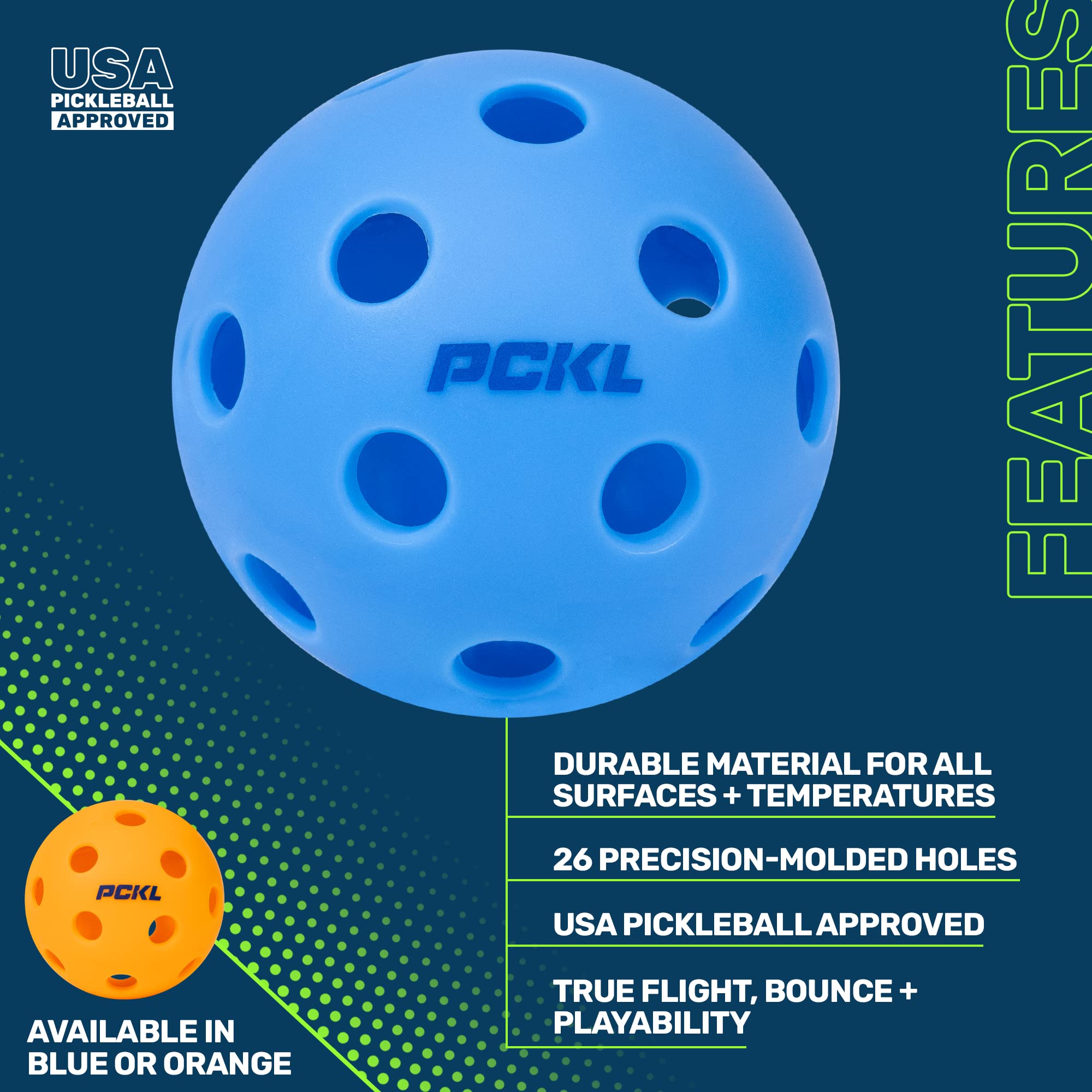 Pckl Optic Speed Pickleball Balls  Indoor & Outdoor  4 Pack Of Balls  Built To Usapa Specifications (Indoor Ice Blue)