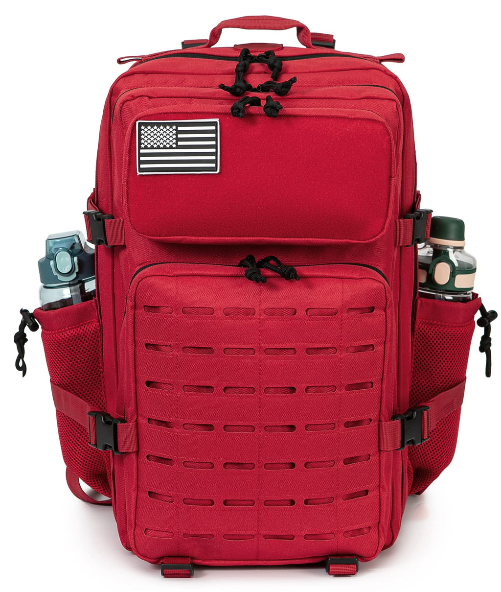 Qt&Qy Red Military Tactical Backpacks For Women Ccw Army Laser Cut Molle Daypack 45L Large 3 Day Bug Out Bag Gym Rucksack With B