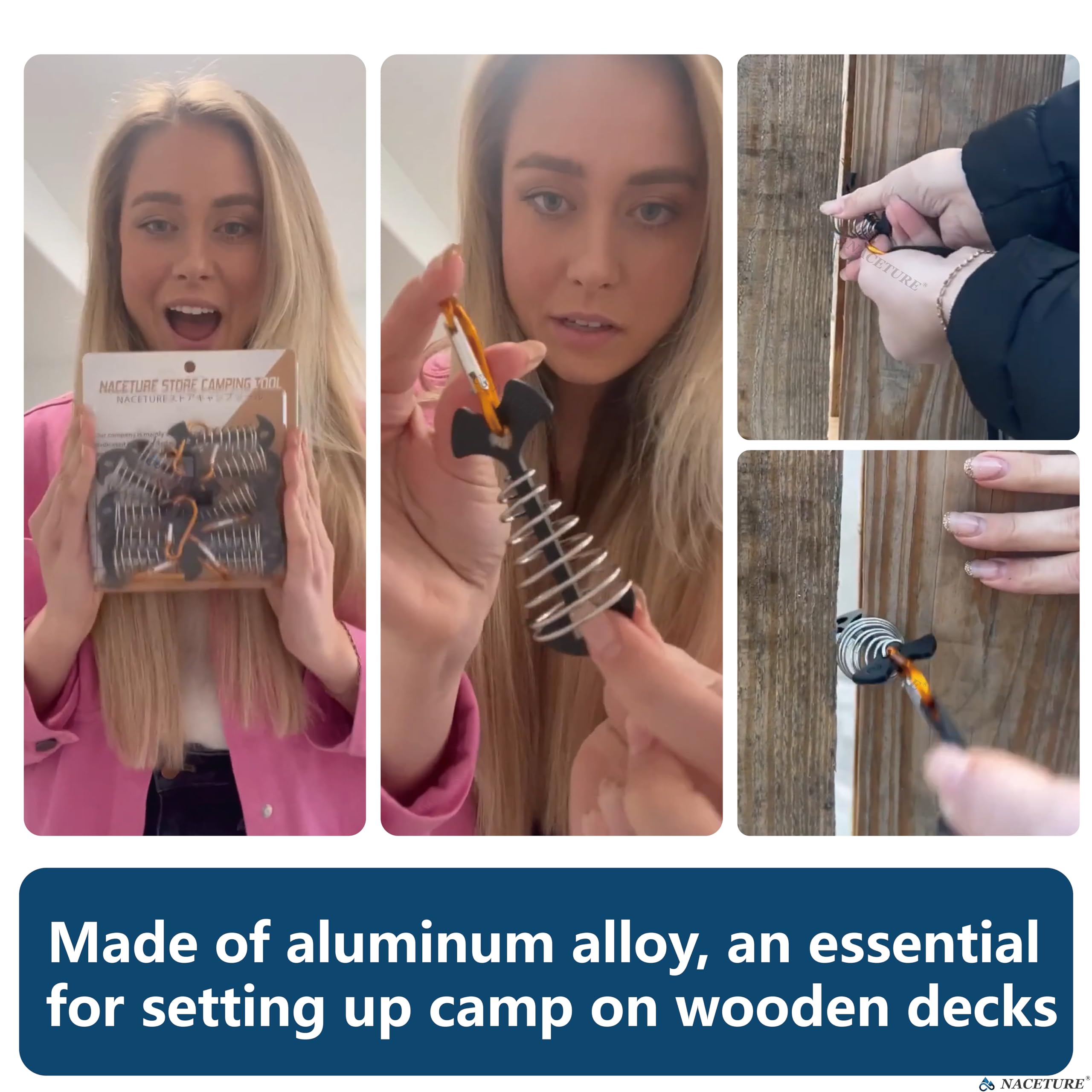 Tent Rope Tightener With Clips - Aluminum Deck Tie Down  Cord Adjuster Tensioners  Tents Tensioner Outdoor Camping Accessoriness