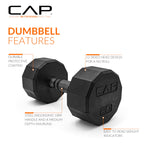 CAP Barbell 100 LB Coated 12-Sided Black Handle Dumbbell Weight Set with Vertical Rack