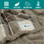 Petami Dog Blanket, Plaid Sherpa Dog Blanket  Plush, Reversible, Warm Pet Blanket For Dog Bed, Couch, Sofa, Car (Taupe, 60X40 In