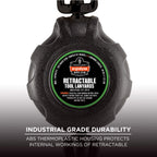 Ergodyne Squids 3001 Retractable Tool Lanyard With Carabiner Mount And Loop Attachment End, Tool Weight Capacity 2 Lbs,Black
