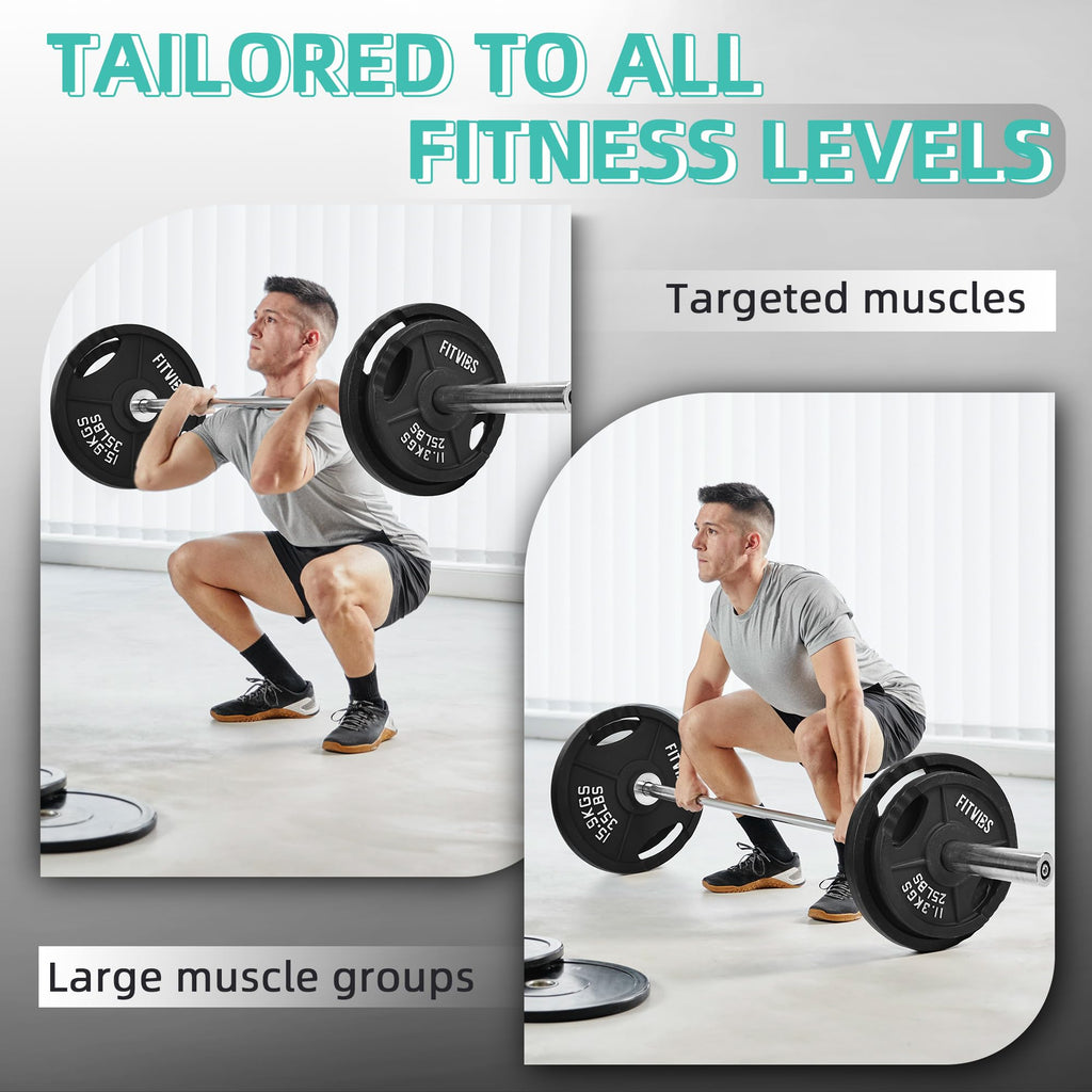 Fitvids Olympic Cast Iron 2-Inch Weight Plates Including 5Ft Olympic Barbell Bar & Safely Locks, 100 Pounds Set (85 Lbs Plates +
