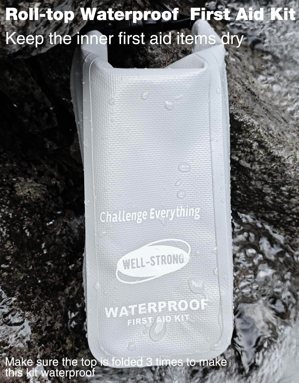Well-Strong Waterproof First Aid Kit Roll Top Boat Emergency Kit With Waterproof Contents For Fishing Kayaking Boating Swimming