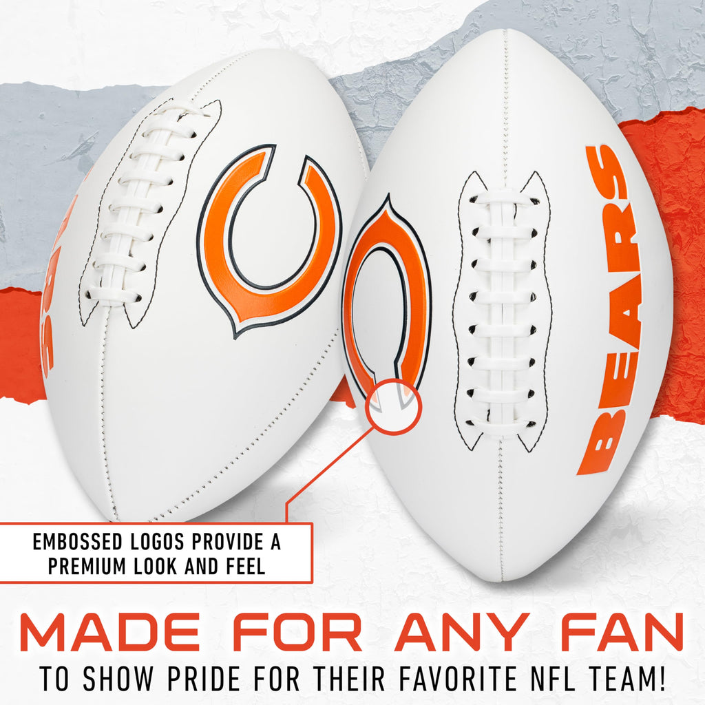 Franklin Sports Nfl Chicago Bears Autograph Football - Official Size White Panel Souvenir Football For Autographs + Signatures -