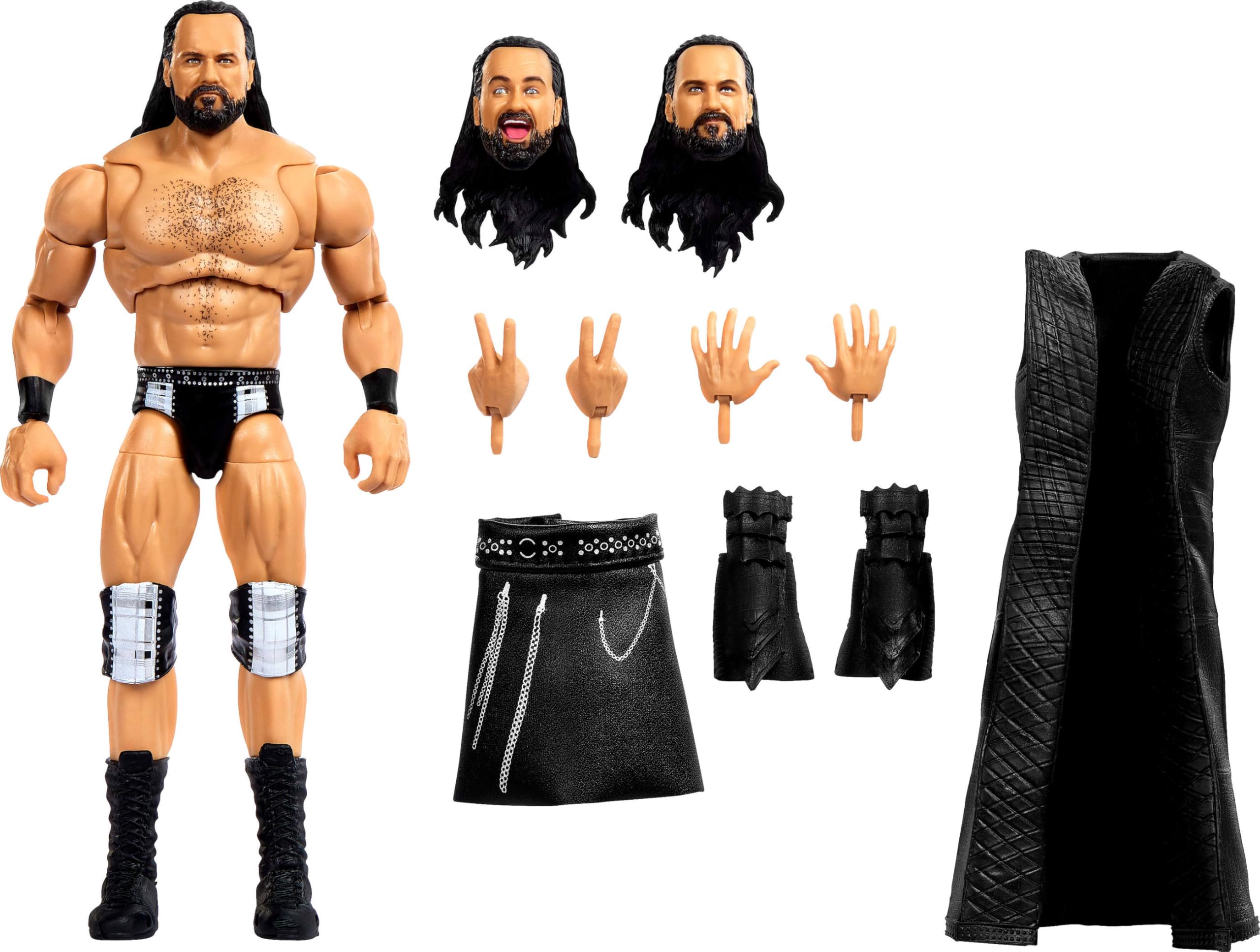 Mattel WWE Ultimate Edition Action Figure & Accessories Set, Drew McIntyre 6-inch Collectible, Swappable Heads & Hands, 30 Artic