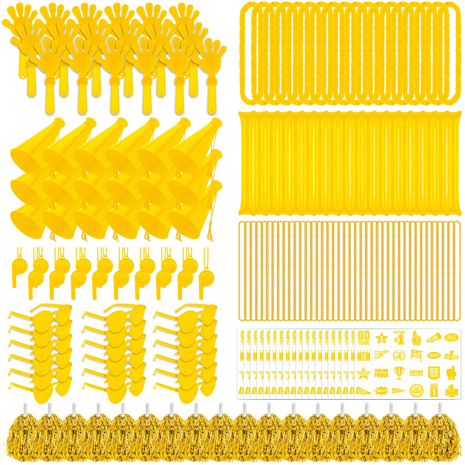 Soulchen 540 Pcs Yellow Team Spirit Accessories Bulk Field Day Accessories Pep Rally Color War Camp Spirit Events Party Items Ch