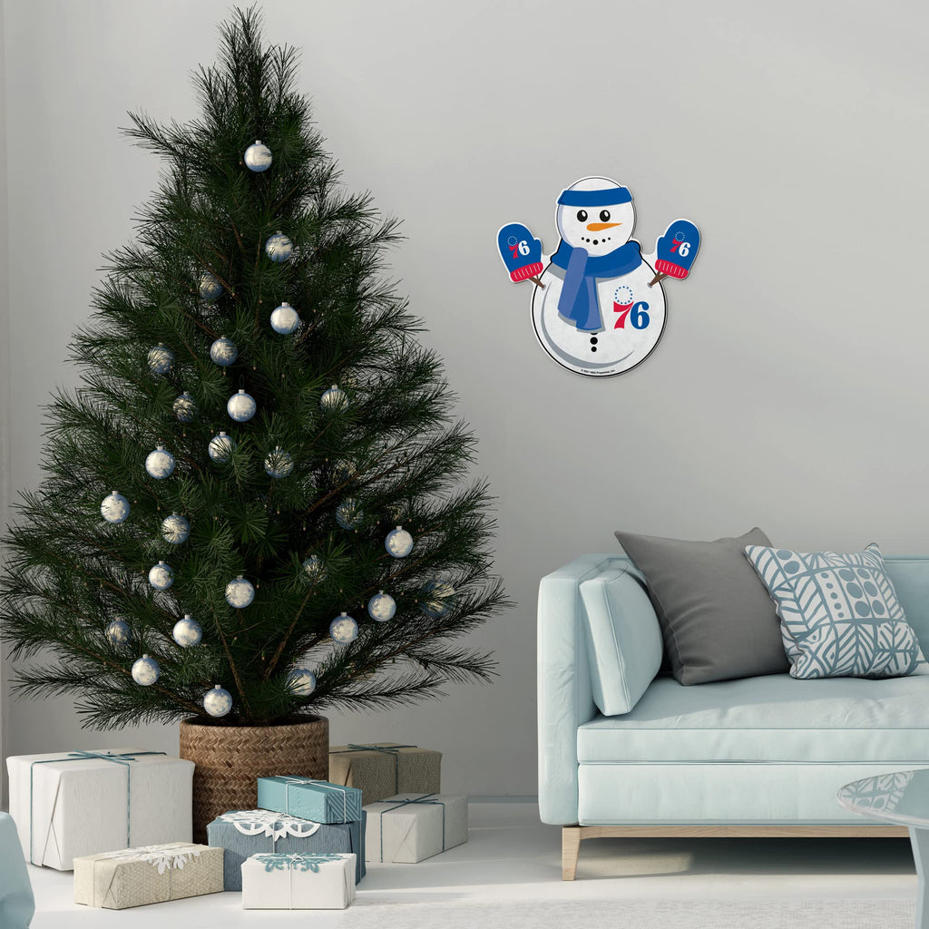 Rico Industries Nba Philadelphia 76Ers Snowman Shape Cut Pennant - Home And Living Room D  Cor - Soft Felt Ez To Hang 18X0.10X18