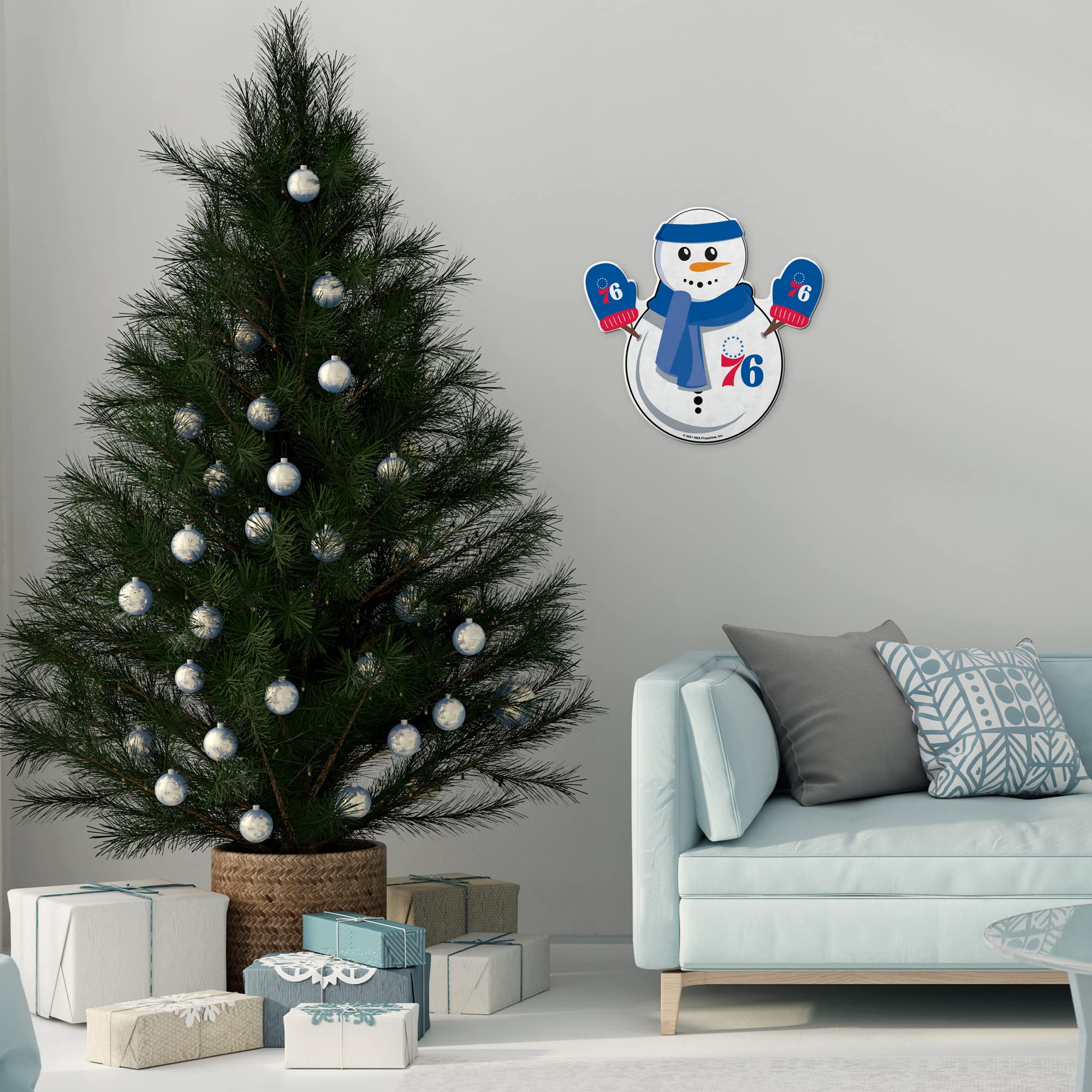 Rico Industries Nba Philadelphia 76Ers Snowman Shape Cut Pennant - Home And Living Room D  Cor - Soft Felt Ez To Hang 18X0.10X18
