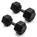 CAP Barbell 30 LB Rubber Coated Hex Dumbbell Hand Weight - Pair | Black Handle