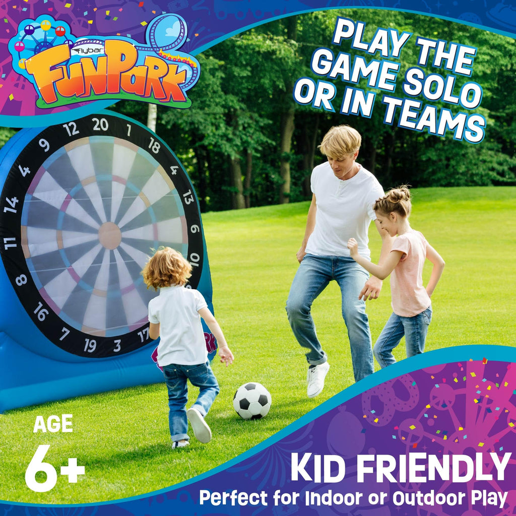 Flybar FunPark Giant Inflatable Dartboard Game for Kids - Outdoor Target Toy with Velcro Darts & Balls - Backyard Sports Set for