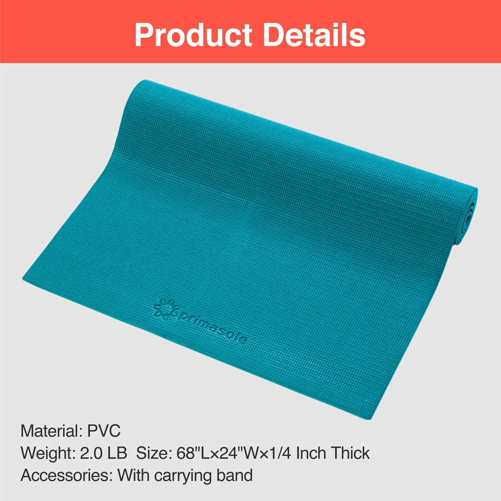Primasole Yoga Mat With Carry Strap For Yoga Pilates Fitness And Floor Workout At Home And Gym 1/4 Thick (Jango Green Color) Pss