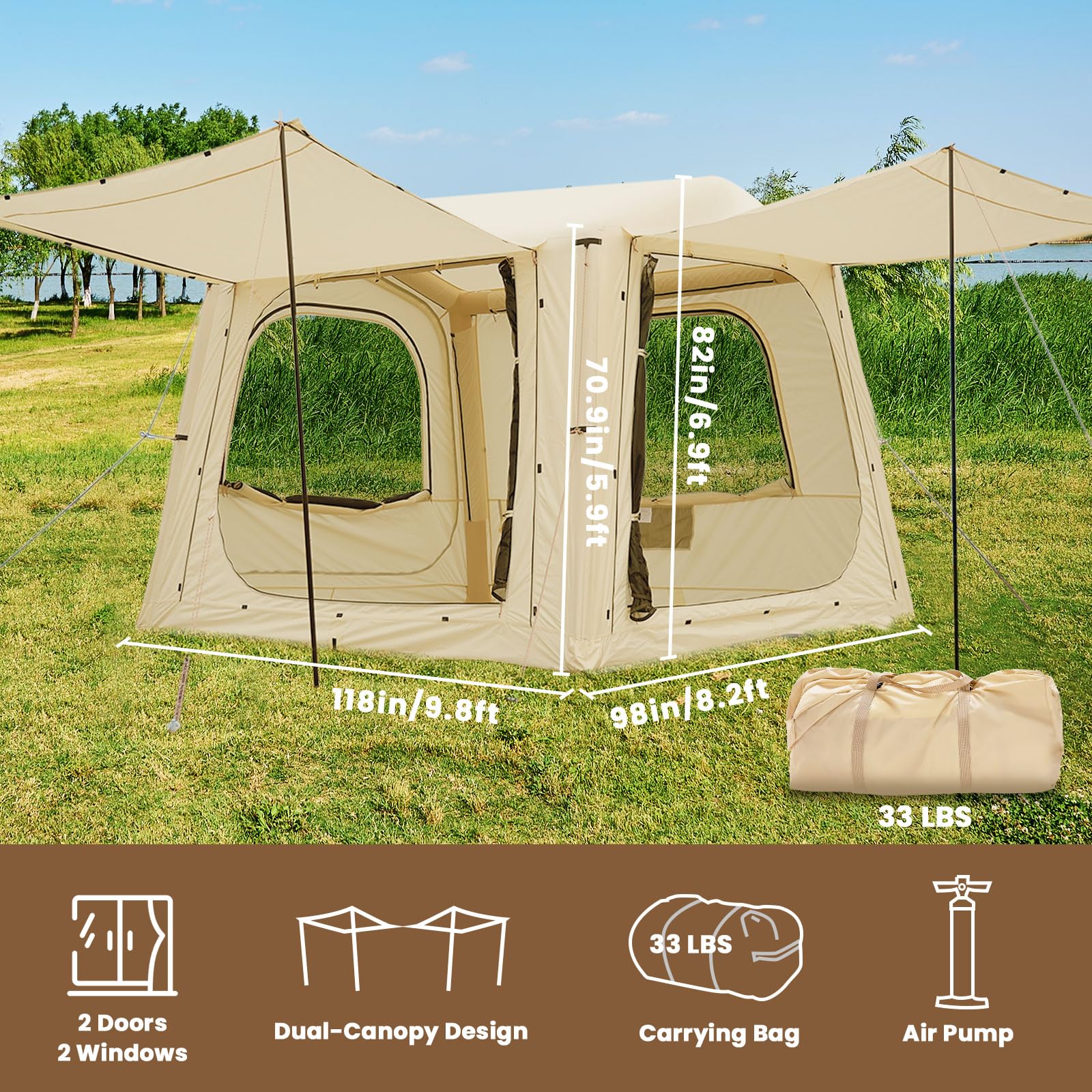 Inflatable Suv Tent Attachment For Camping, Large Inflatable Tents For Camping 4-6 People, Suv Blow Up Car Tent, Instant Pop Up