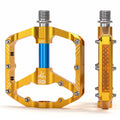 Mountain Bike Pedals with 3 Seal Bearing - 9/16 MTB Pedals Platform Lightweight - Non-Slip Bicycle Pedals for BMX MTB (Gold-Blue