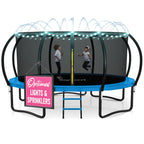 Trampoline for Kids and Adults - 8Ft 10Ft 12Ft 14FT 15ft 16ft Trampoline with Net - with Bonus Sprinkler and LED Lights/ASTM Cer