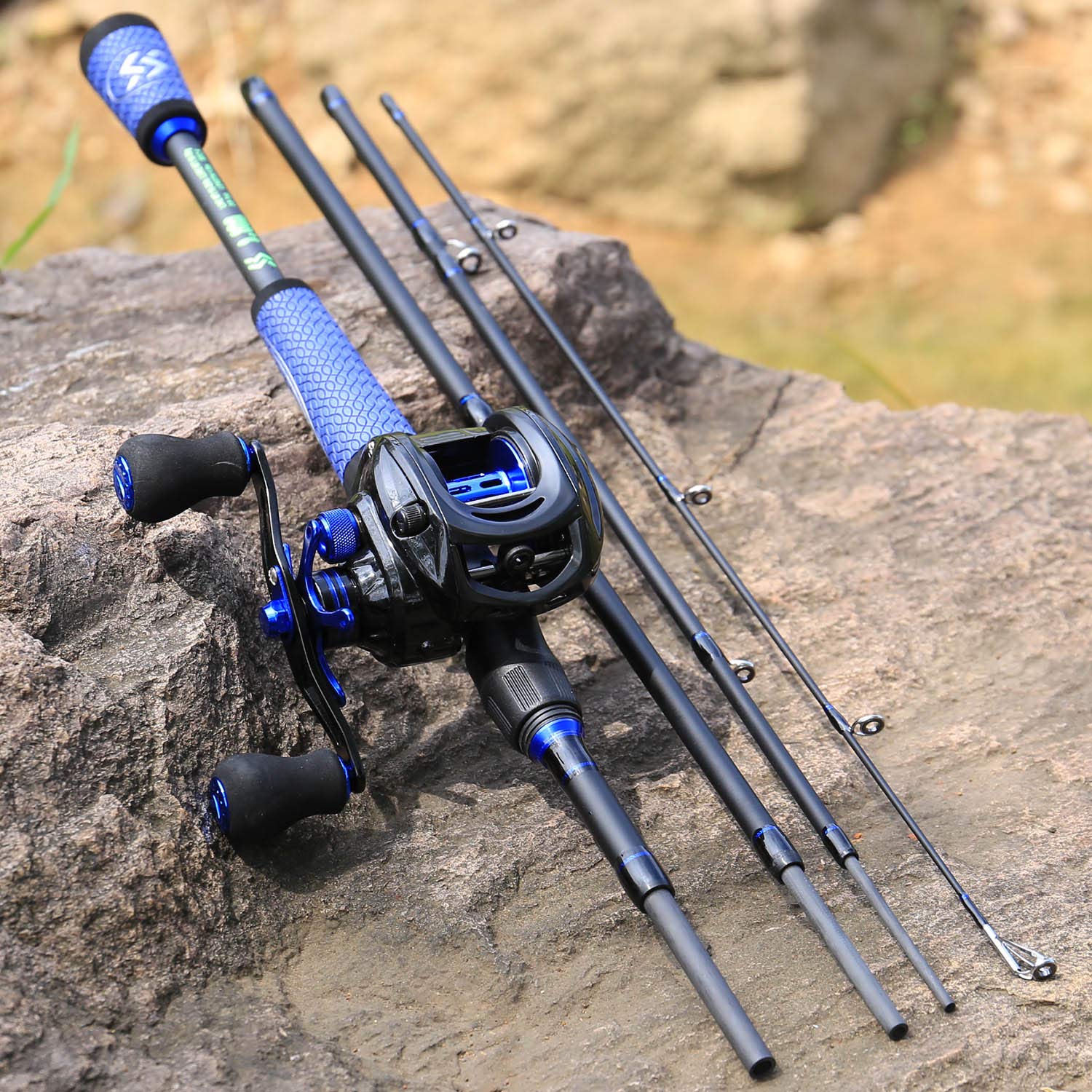 Sougayilang Fishing Reel Rod Combos Fishing Poles With Baitcasting Reel For Travel Freshwater-1.8M/5.9Ft With Right Handed Fishi