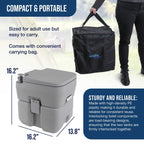 U.S. Camping Supply Portable Toilet With Carry Bag, 5.3 Gallon Waste Tank - Compact Indoor Outdoor Dual Outlet Commode - Travel,