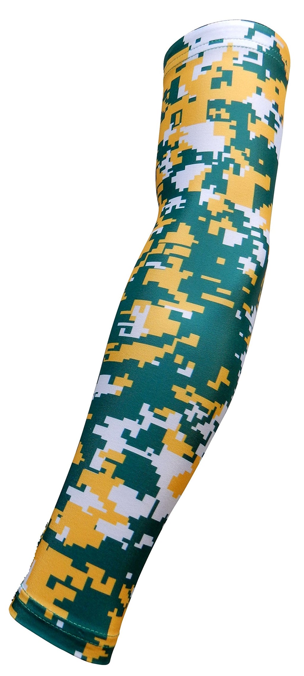 Sportsfarm New! Moisture Wicking Compression Arm Sleeve (Green Yellow Digital Camo, Youth Large)