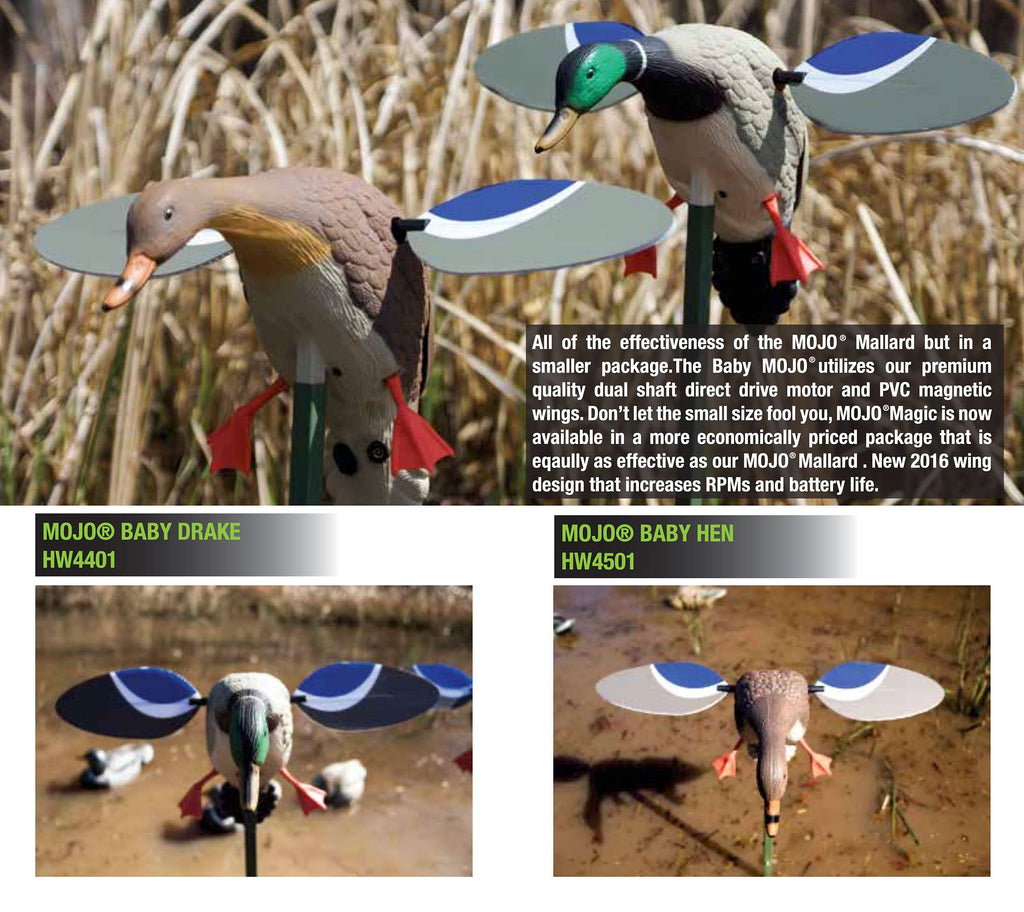 Mojo Outdoors Mojo Baby Mallard Spinning Wing Duck Decoy, Duck Hunting Gear And Accessories, Drake