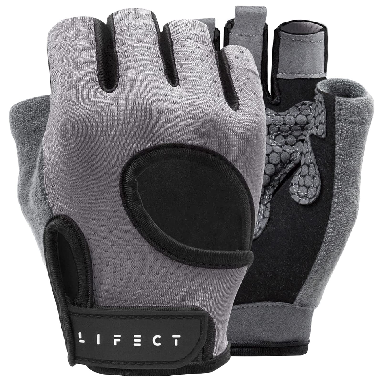 Lifect Essential Breathable Workout Gloves, Weight Lifting Fingerless Gym Exercise Gloves With Curved Open Back, For Powerliftin