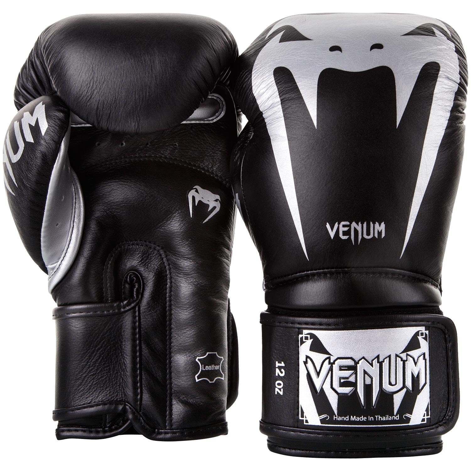 Venum Giant 30 Boxing Gloves - Nappa Leather - Blacksilver, 10 Oz