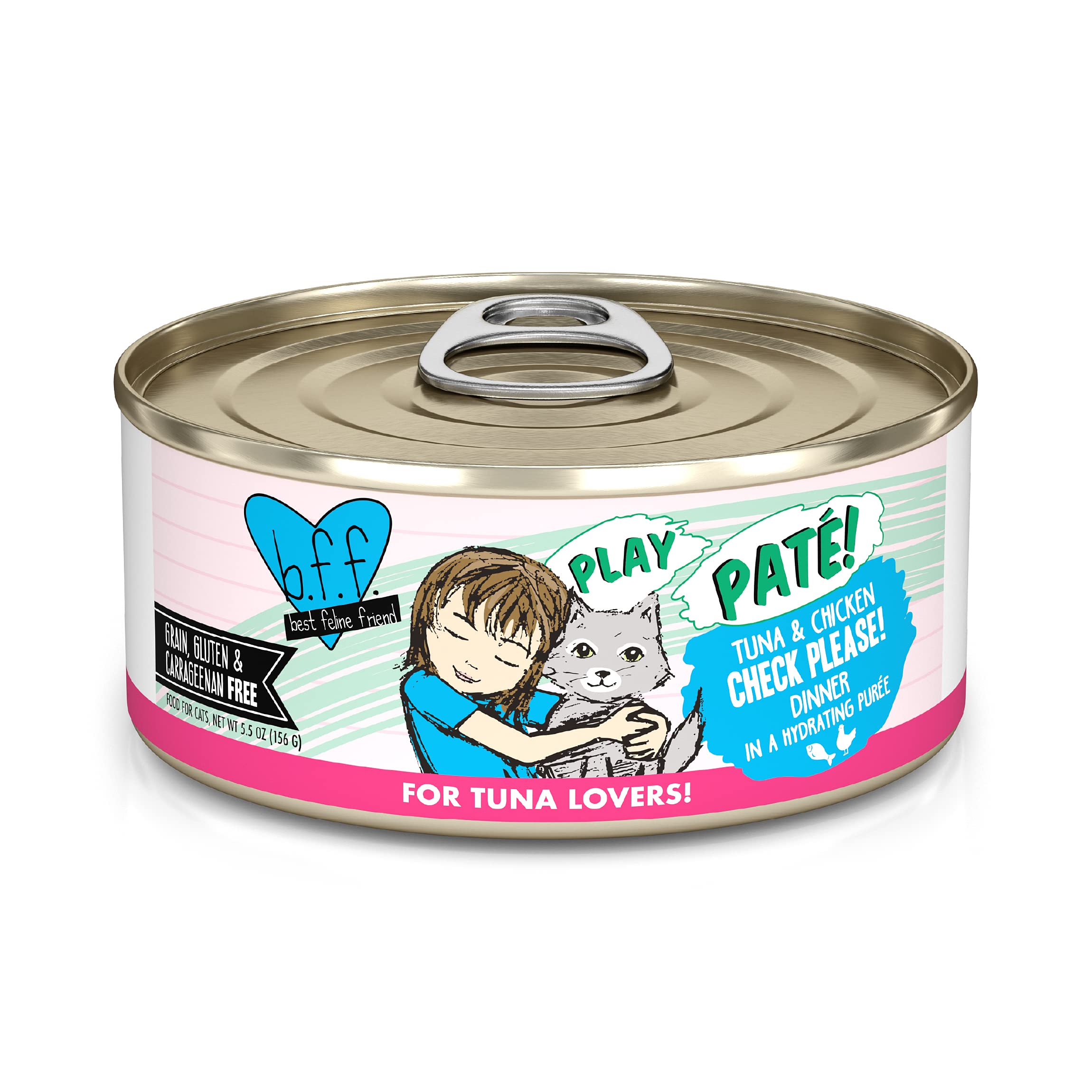 Weruva Bff Play - Best Feline Friend Pata Lovers, Aw Yeah, Tuna  Chicken Check Please With Tuna  Chicken, 55Oz Can (Pack Of 8)