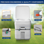 Serenelife Portable Toilet With Carry Bag - Indoor Outdoor Toilet With Chh Piston Pump & Level Indicator - 5.3 Gallon Large Wast