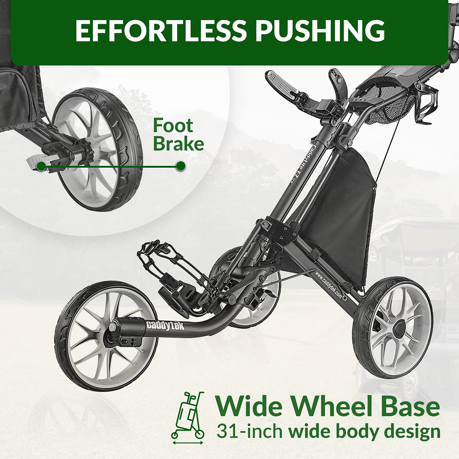 Caddytek Caddylite Ez V8 3 Wheel Golf Push Cart - Lightweight And Easy To Fold
