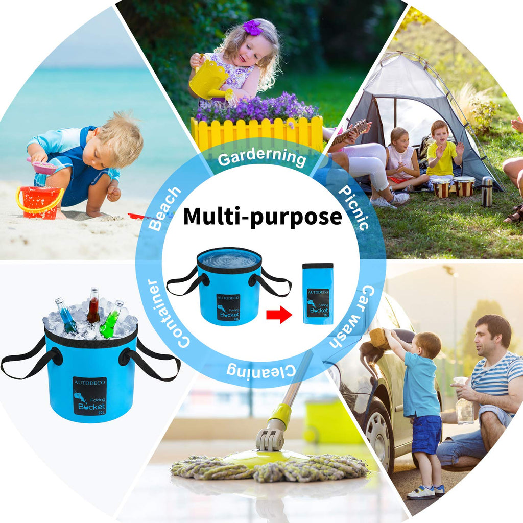Autodeco 3 Pack Collapsible Bucket 5 Gallon Container Folding Water Bucket Portable Wash Basin For Outdoor Travelling Camping Fi