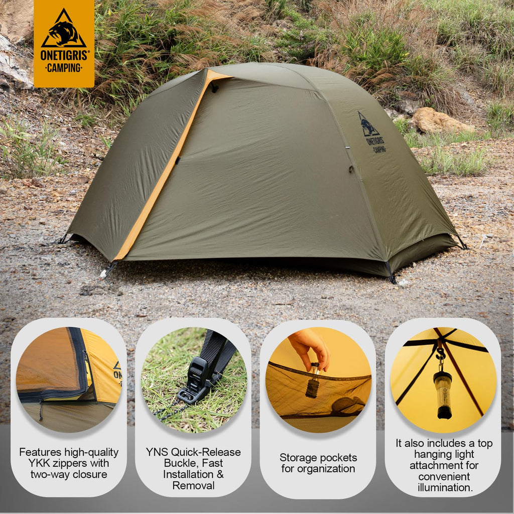 Onetigris Stella 4 Season Camping Tent Backpacking 1 Person Waterproof Lightweight Easy Setup Instant 3000Mm Waterproof Rating O