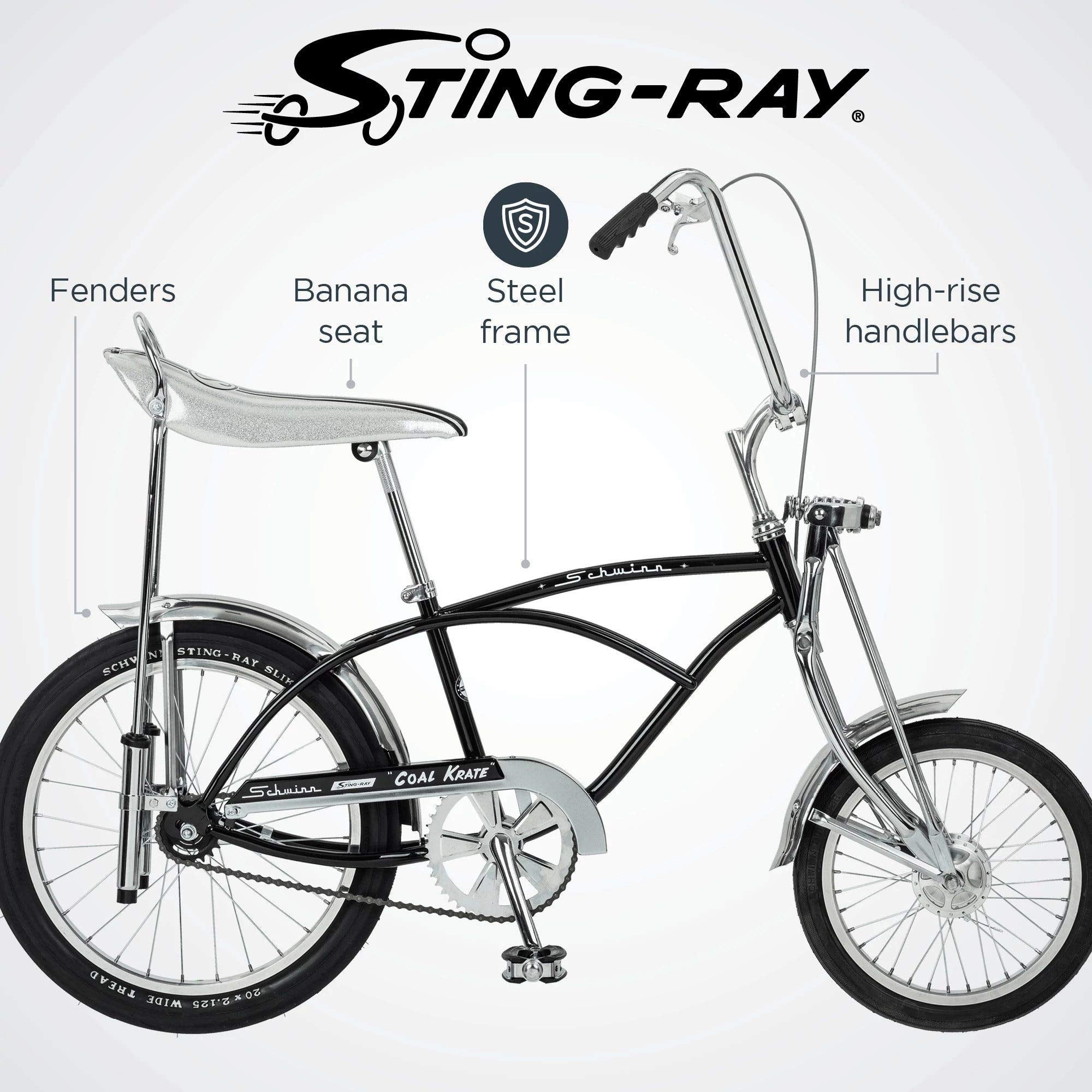 Schwinn Classic Krate Kids Bike, For Boys And Girls Age 6+ Year Old, Iconic Sting-Ray Frame & Springer Fork, Vintage High-Rise A