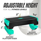 Yes4All 2-In-1 Adjustable Aerobic Stepper With Extra Rocker Balance Board Legs For Home Workout, Step Exercise & Balance Trainin
