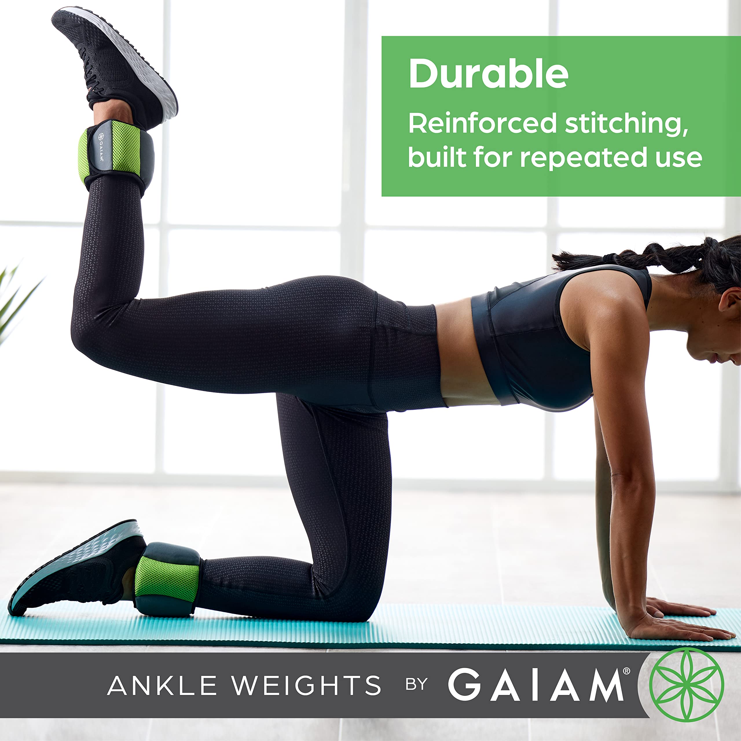 Gaiam Ankle Weights Strength Training Weight Sets For Women & Men With Adjustable Straps - Walking, Running, Pilates, Yoga, Danc