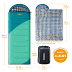 Kanyak Warm & Cool Weather Single Sleeping Bag For Adults Kids, Ideal For Hiking, Camping & Outdoor Adventures, Great Gift For C