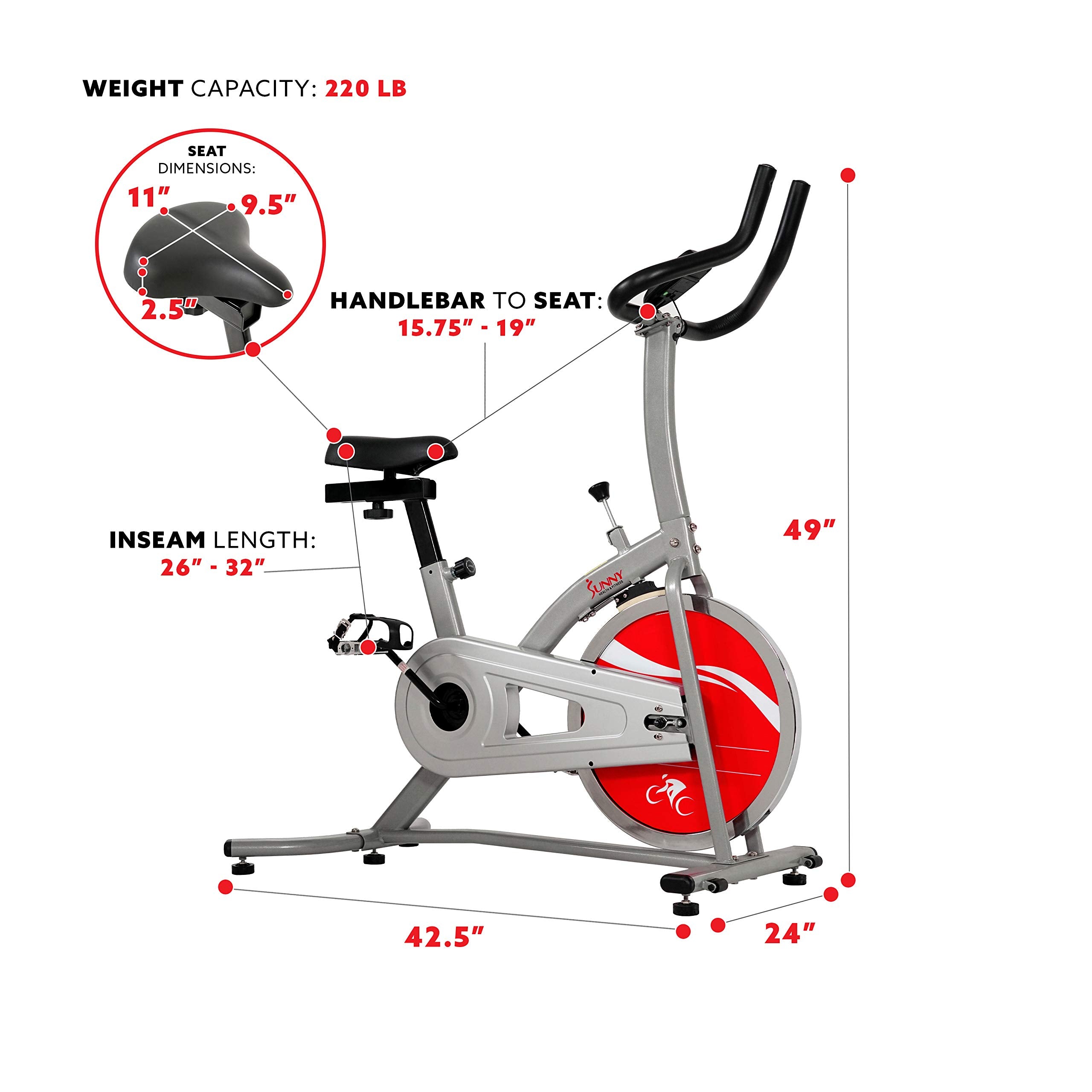 Sunny Health & Fitness Indoor Cycling Exercise Bike With Lcd Monitor - Sf-1203