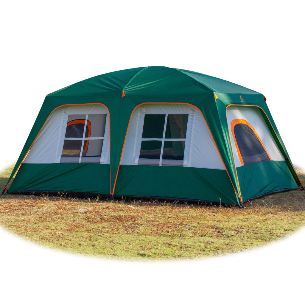 Ktt Extra Large Tent 8-10 Person(B),Family Cabin Tents,2 Rooms,3 Doors And 3 Windows With Mesh,Straight Wall,Waterproof,Double L