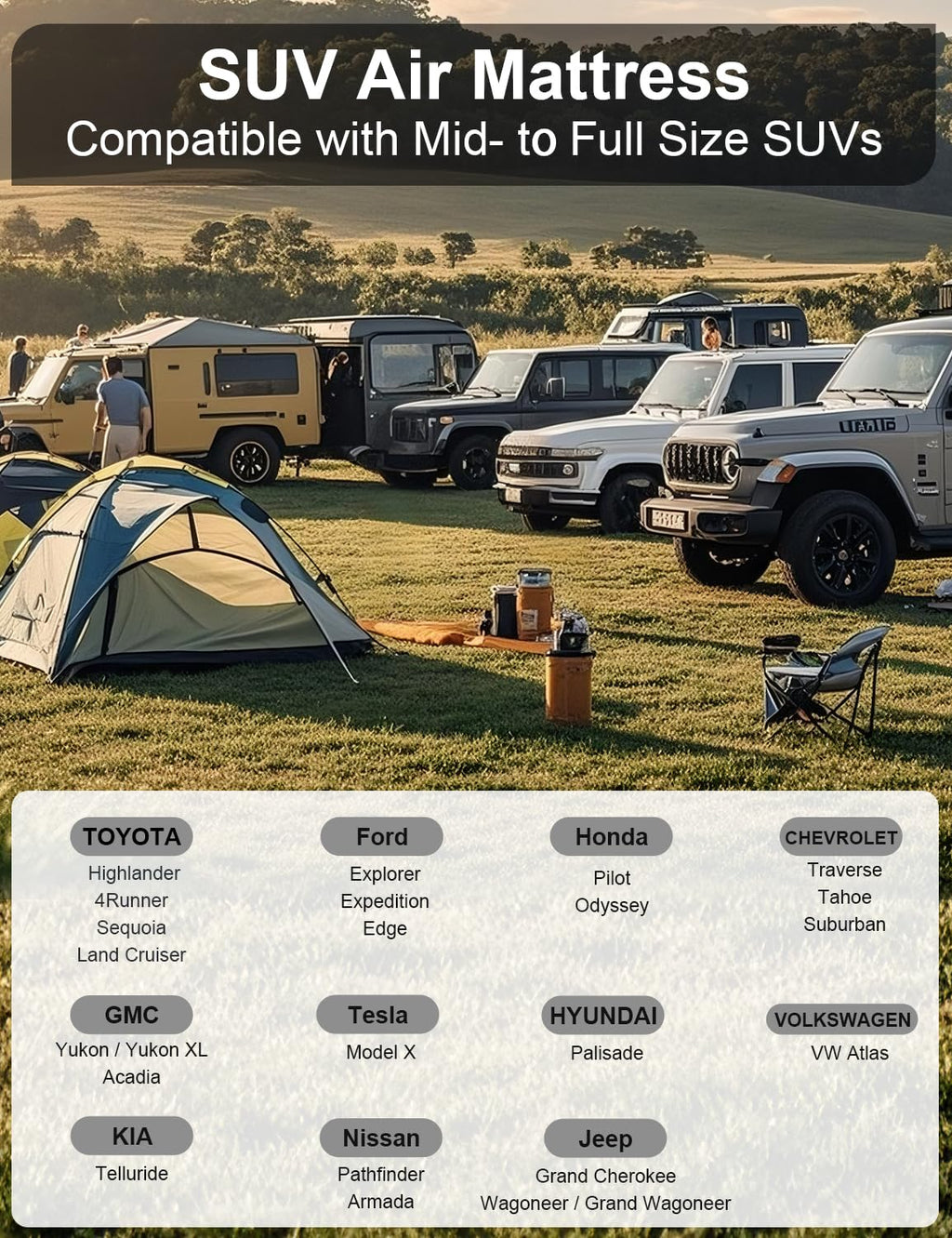Umbrauto Car Air Mattress For Full Size Suv, Upgraded Flocked Surface/Durable 210T Bottom Van Camping Bed, Quick Inflation W/Ele