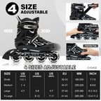 2PM SPORTS Vinal Girls Adjustable Flashing Inline Skates, All Wheels Light Up, Fun Illuminating Skates for Kids and Men - Silver