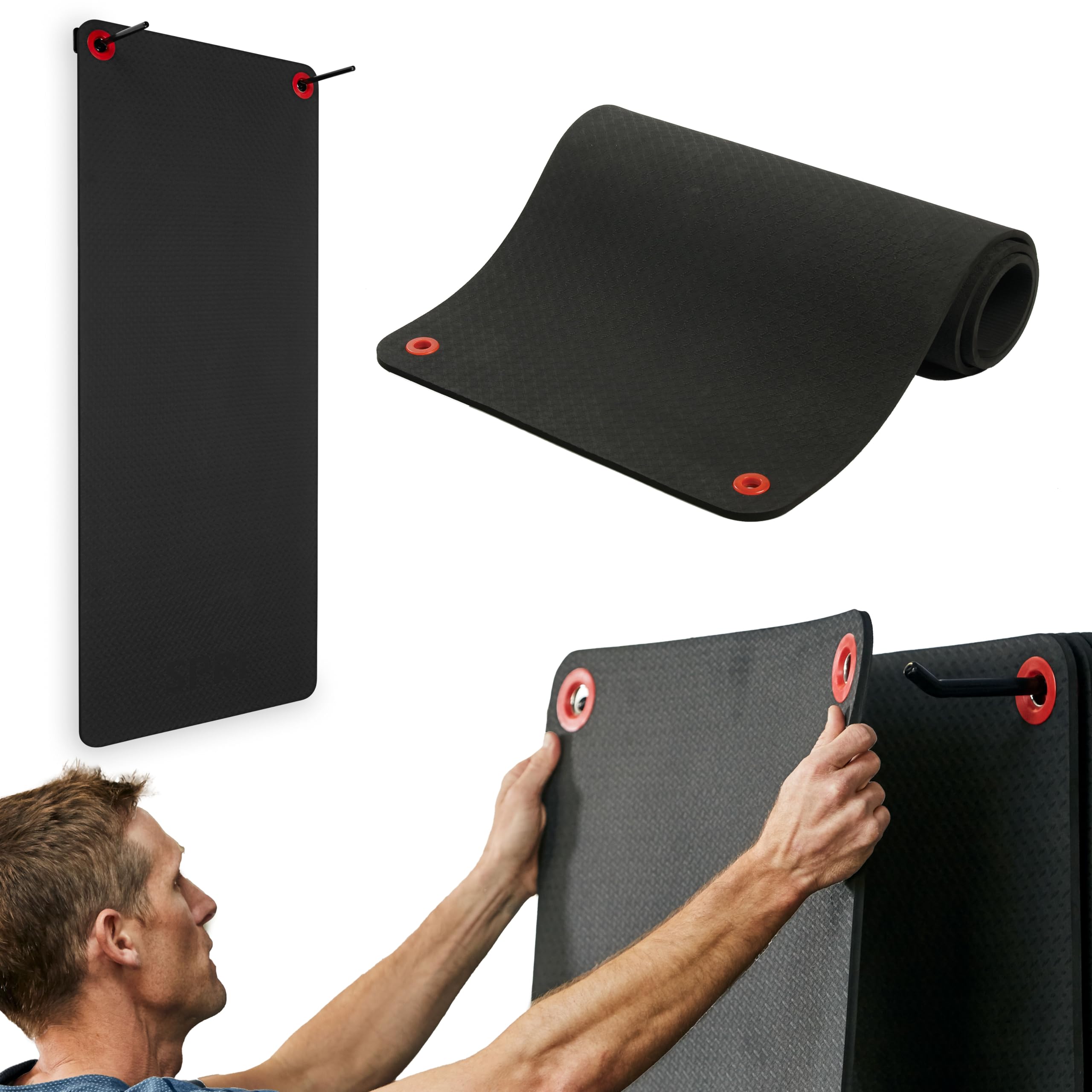 Spri Hanging Exercise Mat, Fitness & Yoga Mat For Group Fitness Classes, Commercial Grade Quality With Reinforced Holes, 56'' L