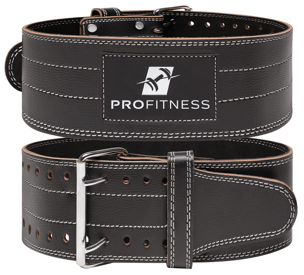 Profitness Genuine Leather Workout Belt (4 Inches Wide) - Proper Weight Lifting Form - Lower Back Support For Squats, Deadlifts,