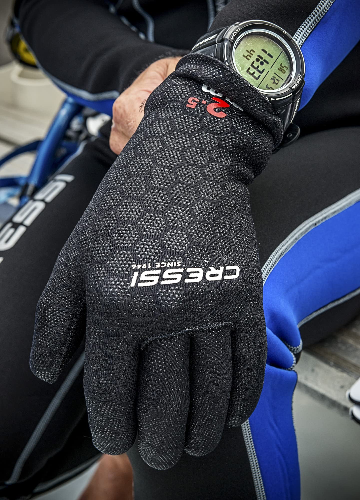 Cressi High Stretch Gloves, Black, 2.5 Mm, L