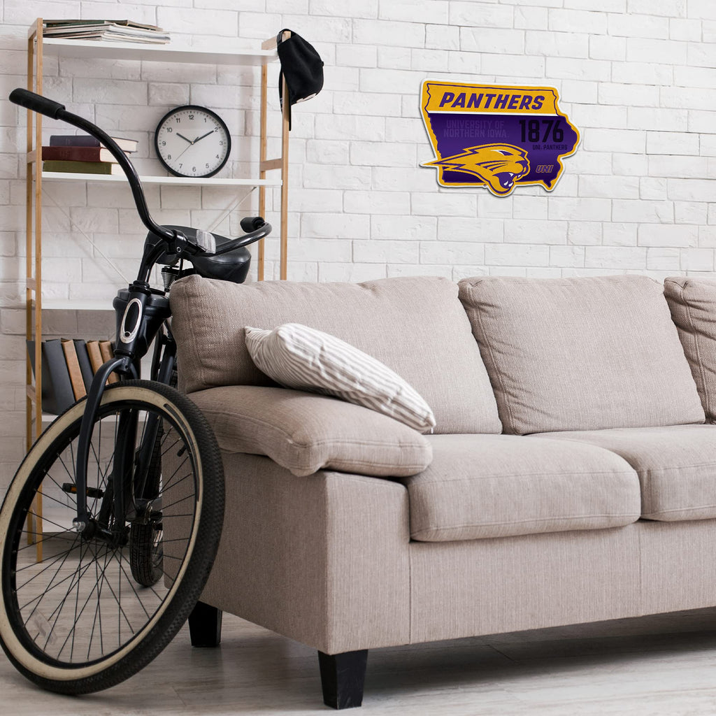 Rico Industries Ncaa Northern Iowa Panthers State Shape Shape Cut Pennant - Home And Living Room D  Cor - Soft Felt Ez To Hang