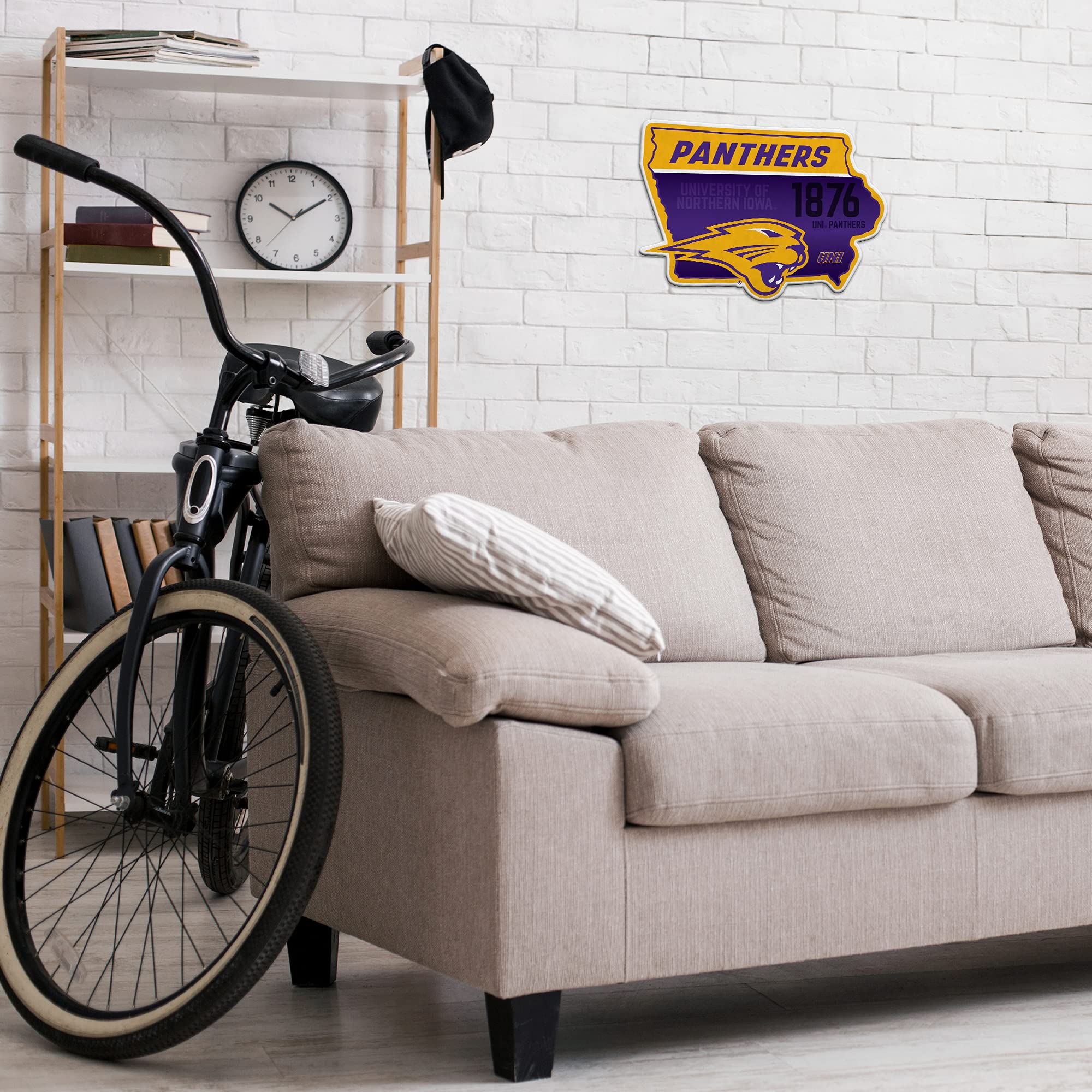 Rico Industries Ncaa Northern Iowa Panthers State Shape Shape Cut Pennant - Home And Living Room D  Cor - Soft Felt Ez To Hang