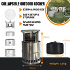 Bestargot Camping Wood Stove, Extra Large, Portable Smokeless Fire Pit, Stainless Steel, Windproof & Stackable Gas Burner For Ca
