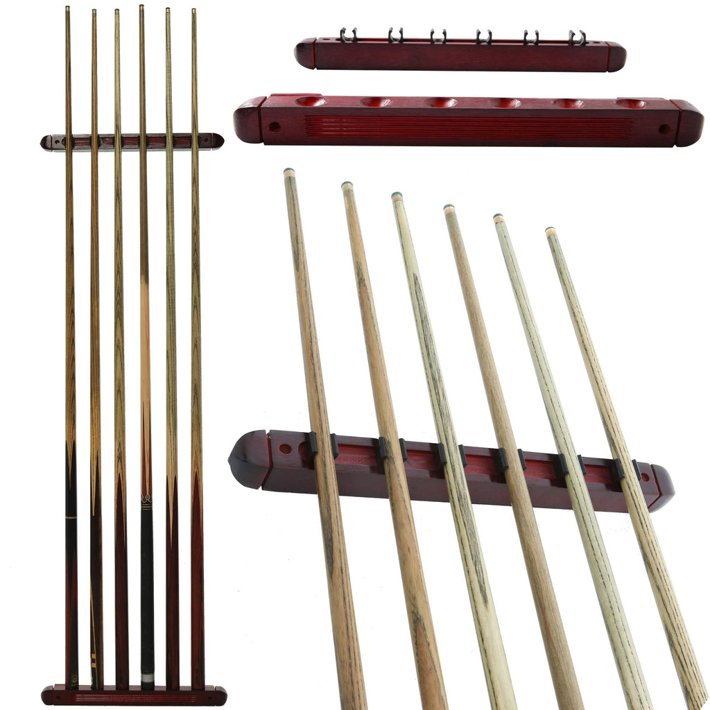 Betterline Billiard Wooden Cue Rack For 6 Pool Sticks, Cue Bridge Spider Head, Cue Cross X Rest, Cue Accessories, 5 Cue Chalk Cu