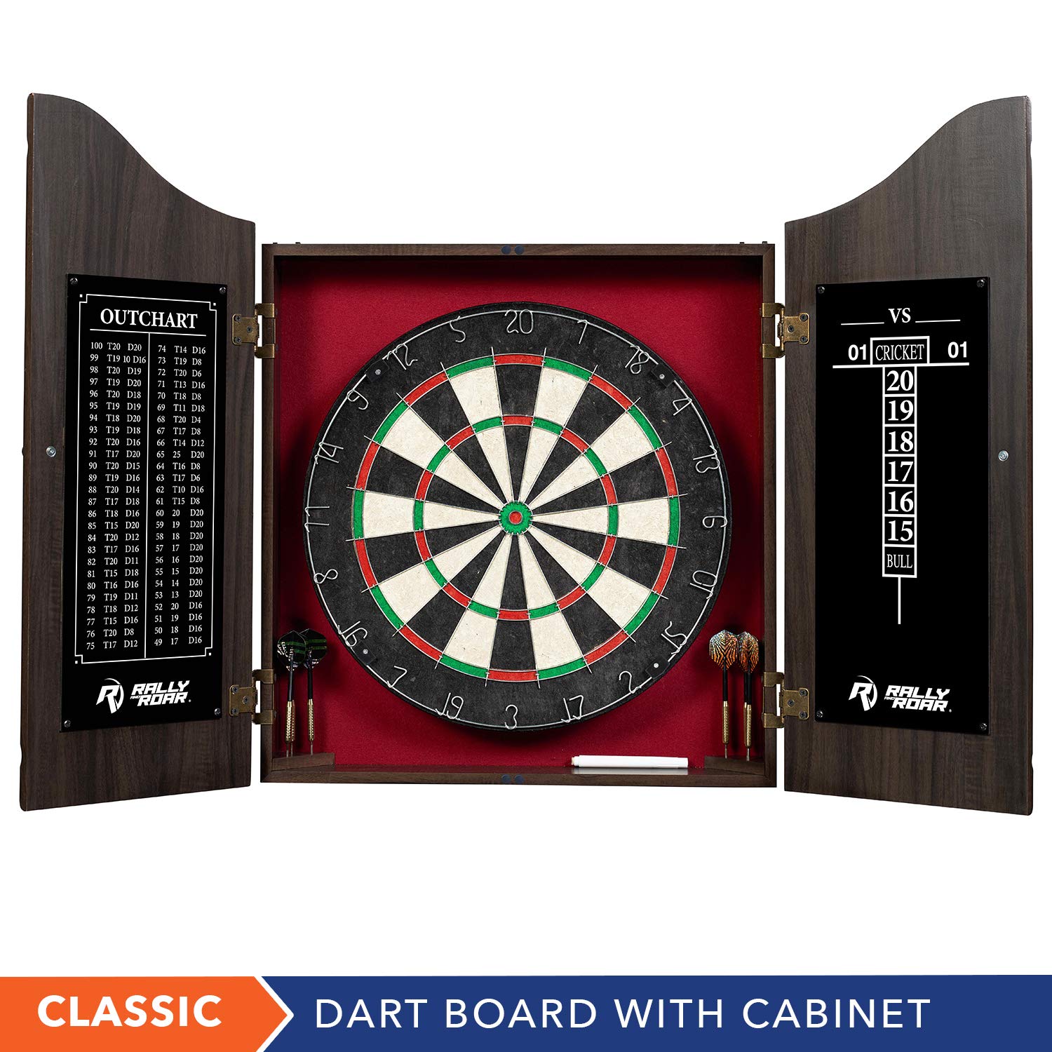 Rally And Roar Dartboard Cabinet, Brown